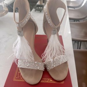 Rhinestone/feather Heel